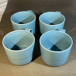 Crate & Barrel AARON PROBYN Hue Blue Coffee Cups, Mugs 12 oz. Set of 4 (1278)